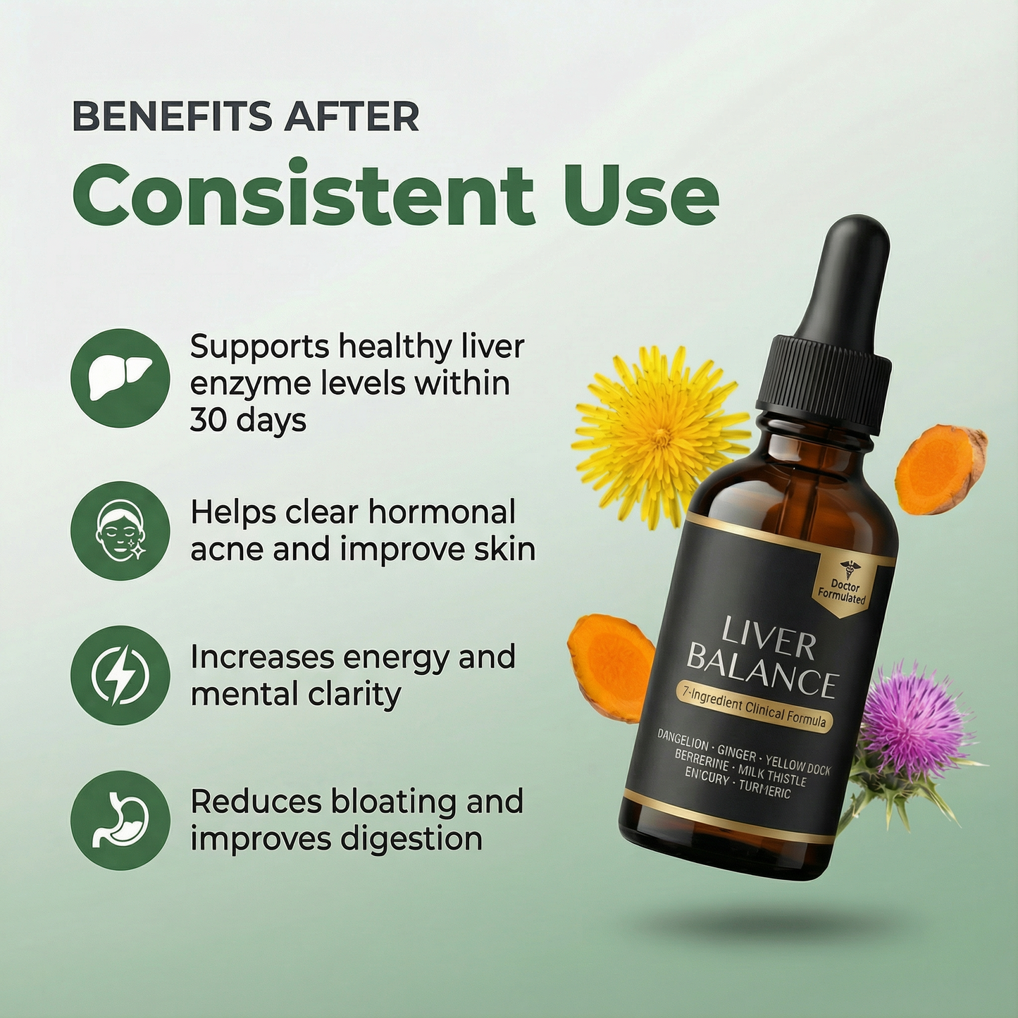Clinical-Dose Liver Support & Detox Drops |  7-Ingredient Liver Balance Formula